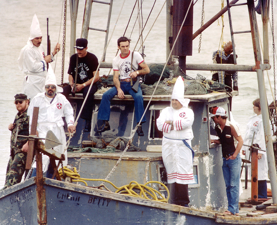 A Klan terror campaign against Vietnamese fishermen in Texas ends and Klan paramilitary training bases are shut down as part of an Ҵý lawsuit, Vietnamese Fishermen’s Association v. Knights of the Ku Klux Klan.