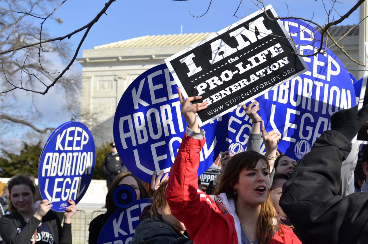 A group of abortion-rights supporters  at the United States Supreme Court. 
