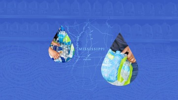 Illustration water droplets around map of Jackson Mississippi